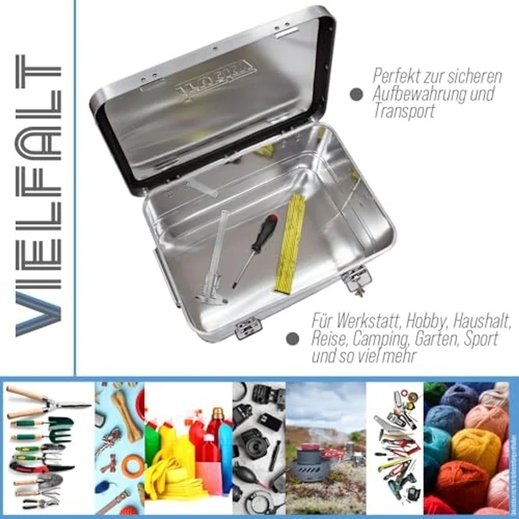 Trucky Allzweckkiste Aluminium Box mit Deckel Silber Alukiste 30 Liter Kiste Abschliessbar – Bild 5