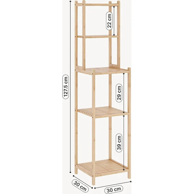 Badregal Anun 128x30x30 cm Bambus Natur [en. casa] – Bild 2