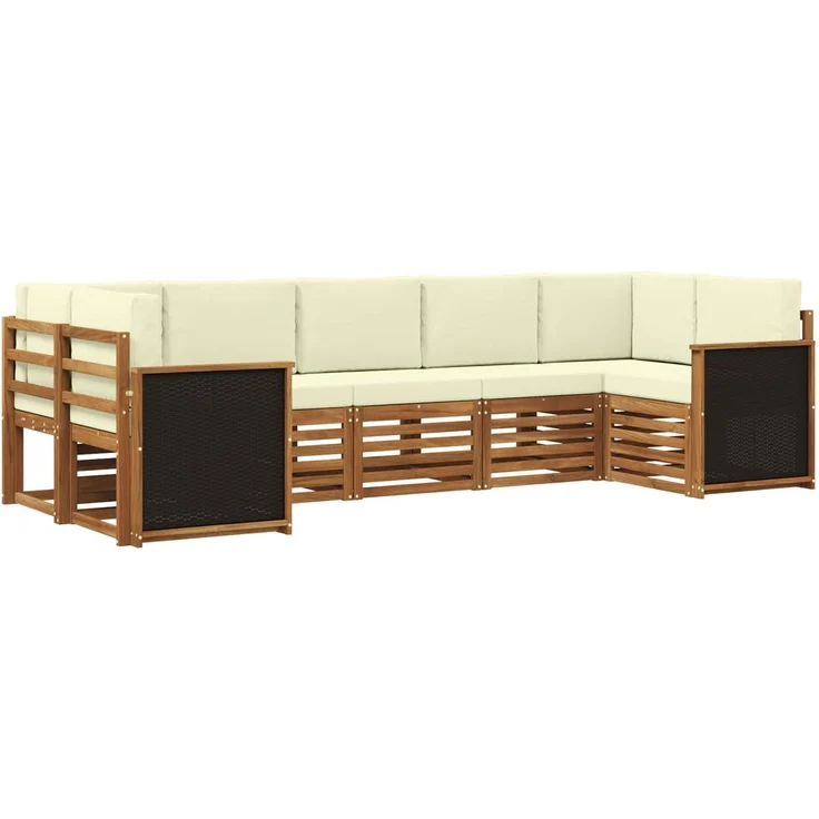 vidaXL Outdoor-Sofagarnitur 7 stk. 7-Sitzer Natur und Creme 3384791 – Bild 2