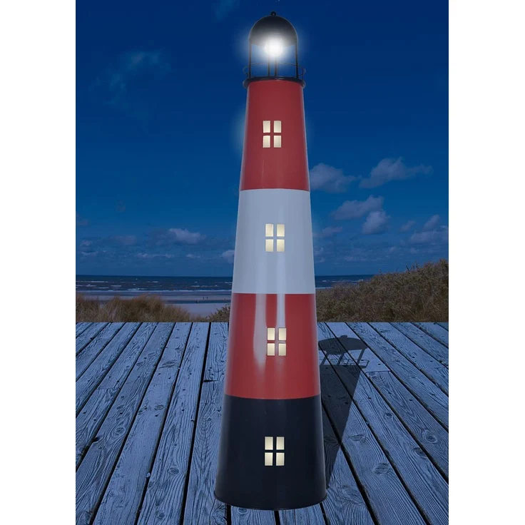 Großer Leuchtturm aus Metall mit Solarfunktion H:150 cm, Gartendekoration – Bild 2
