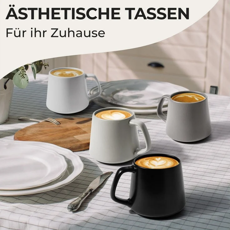 MiaMio Tasse Luxe Kaffeebecher 420 ml Classic Pastel, 4-tlg, Keramik – Bild 3