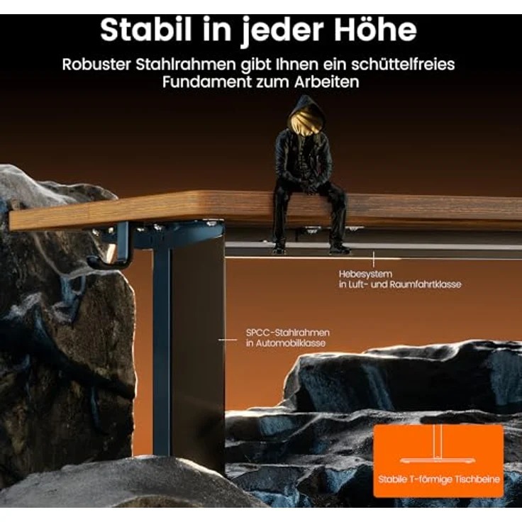 ErGear Elektrisch Höhenverstellbarer Schreibtisch 160 x 80 cm, Schreibtisch Höhenverstellbar mit 4-Gedächtnis-Smart-Pult für Home-Office mit Verbindungsplatte – Bild 5