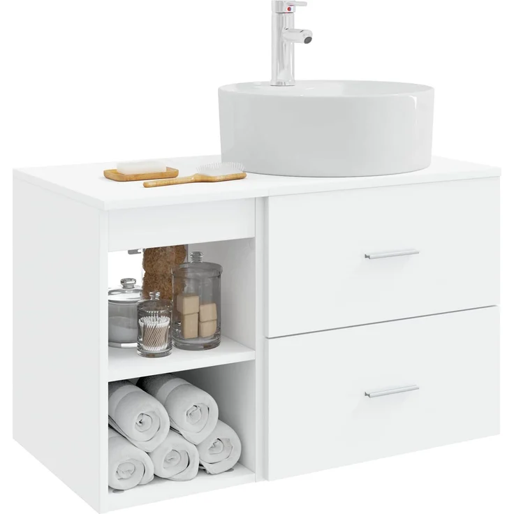 vidaXL Badezimmerschrank-Set 2 stk. Weiß 79,5 x 44,5 x 76 cm 3403904 – Bild 3