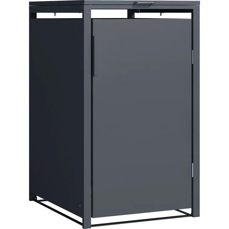 DEGAMO MÜNCHEN Mülltonnenbox 1-er, Stahl verzinkt, anthrazit, 68x80x116cm für Tonnen bis 240 Liter – Bild 2