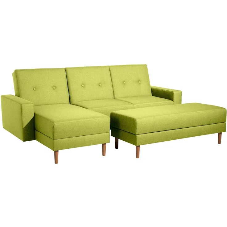 Funktionssofa mit Hocker Kattie Flachgewebe apfel – Bild 1