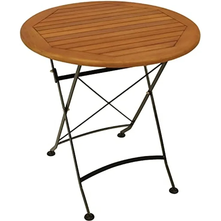 DEGAMO HOFGARTEN Klapptisch, Stahl + Eukalyptus, schwarz/braun, 75cm rund