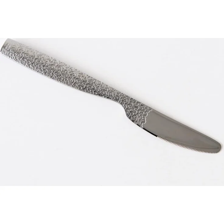 Alessi Dessertmesser in 18-10 Stahl Aisi 420 Hochglanzpoliert mit Reliefdekor, Silber, 3 x 22 x 5,5 cm, 6er-Set – Bild 3