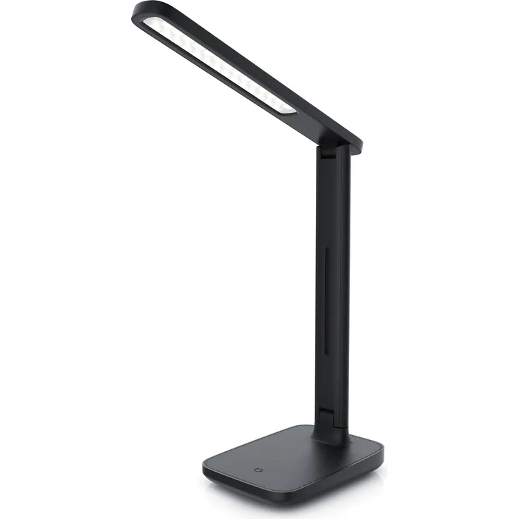 Brandson LED Schreibtischlampe mit Leder-Design, 3 Helligkeitsstufen, 3 Farbtemperaturen, Sensor Touch, 42 dimmbare LEDs, Schwarz