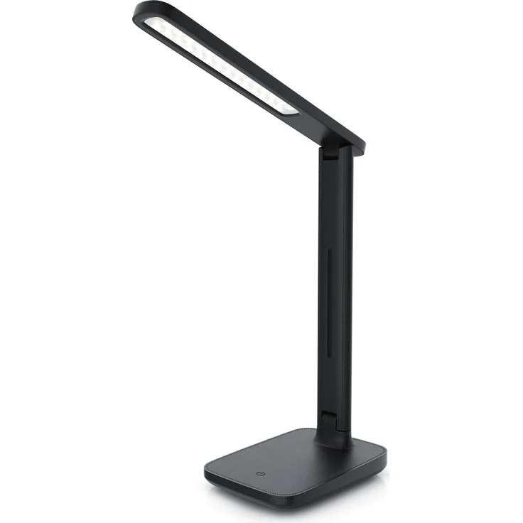 Brandson LED Schreibtischlampe mit Leder-Design, 3 Helligkeitsstufen, 3 Farbtemperaturen, Sensor Touch, 42 dimmbare LEDs, Schwarz