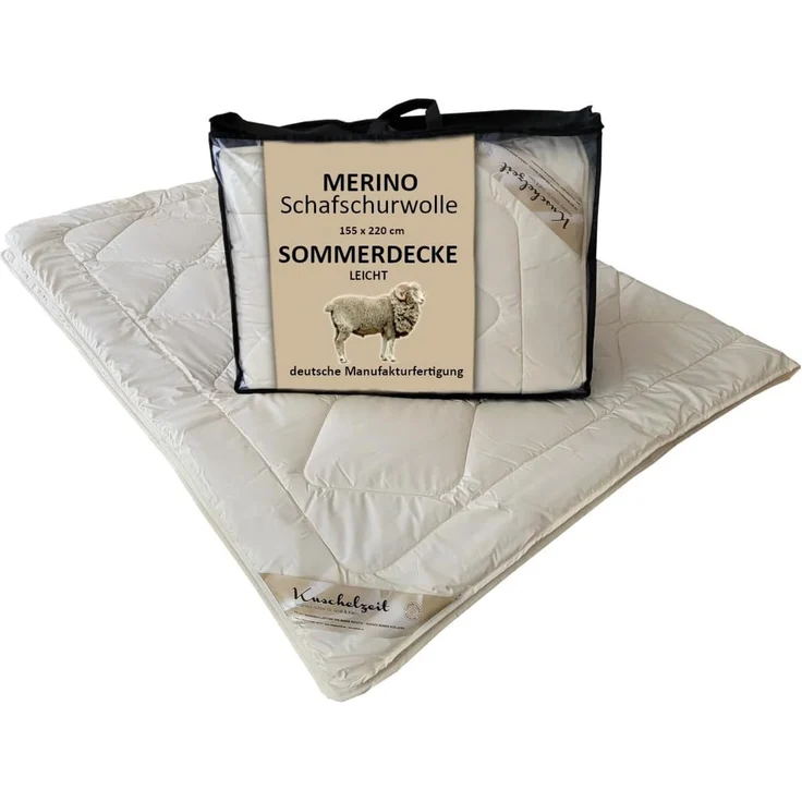Meivita Naturhaarbettdecke Merino Schafschurwolle Sommerdecke, Füllung: 100% Wolle, Bezug: 100% Baumwolle, Bettdecke Hergestellt in Deutschland – Bild 1