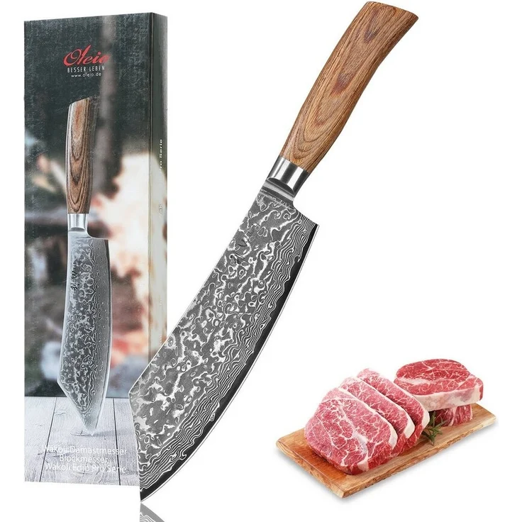 Wakoli Fleischmesser Edib Pro Damast BBQ- & Blockmesser Kochmesser Küchenmesser 20cm Klinge, 67 Lagen Damaststahl, VG-10 Stahlkern – Bild 5