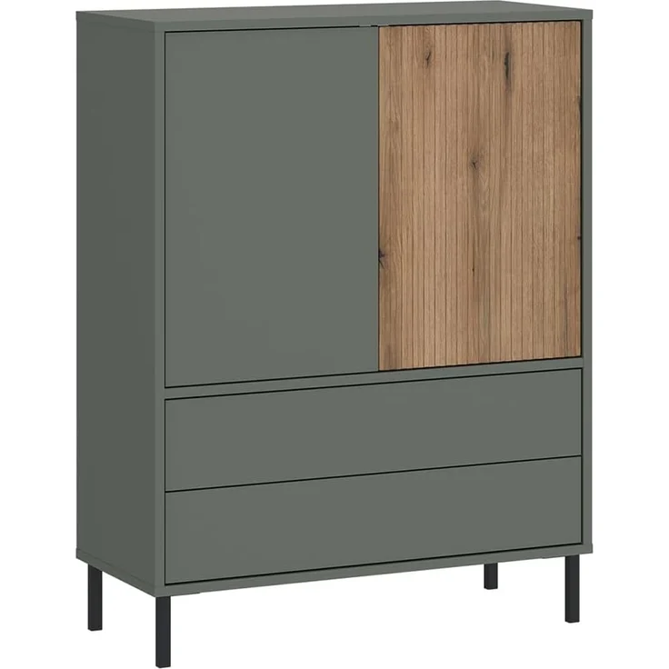 Lomadox Jugendzimmer-Set PARMA-129, (Sparset, 5-tlg, Kleiderschrank Schreibtisch Wandpaneel Kommode Bettgestell), in grau-grün mit Eiche Nb, 90x200 cm Liegefläche – Bild 8