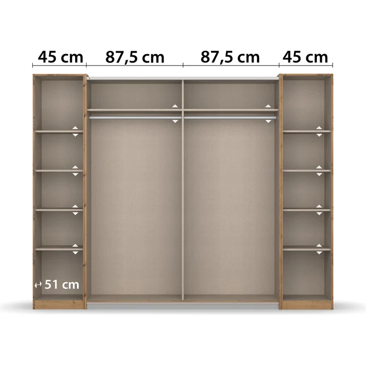rauch Kleiderschrank, Dreh- und Schwebetürenschrank KRONACH, 4-türig, Grau metallic, 268 x 210 x 59 cm – Bild 6