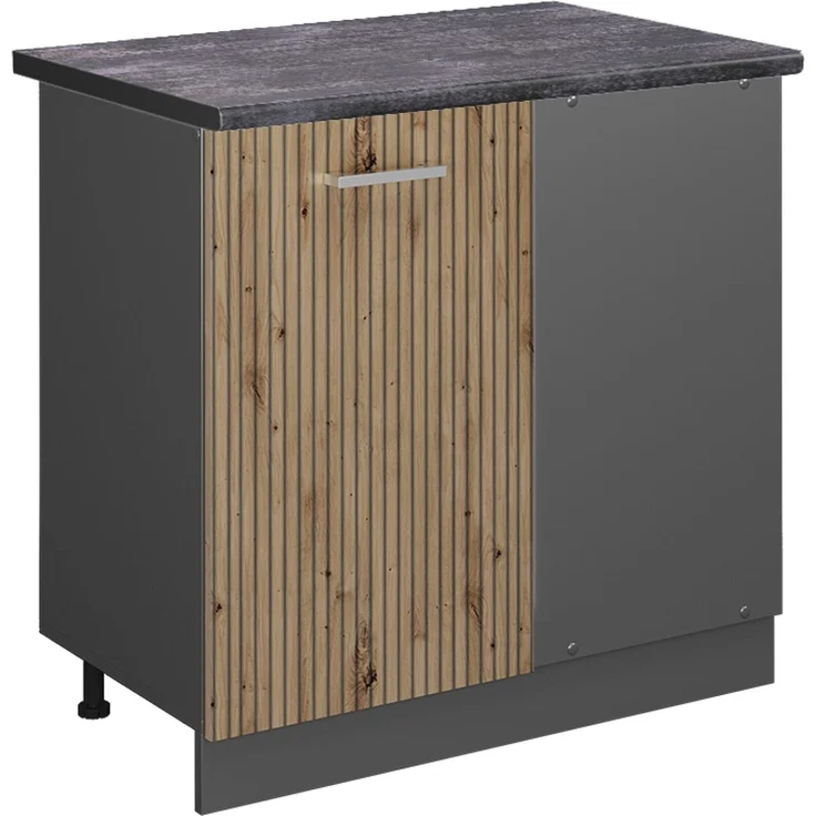 Eckunterschrank R-Line Artisan-Eiche 86 cm , AP Anthrazit Vicco – Bild 1