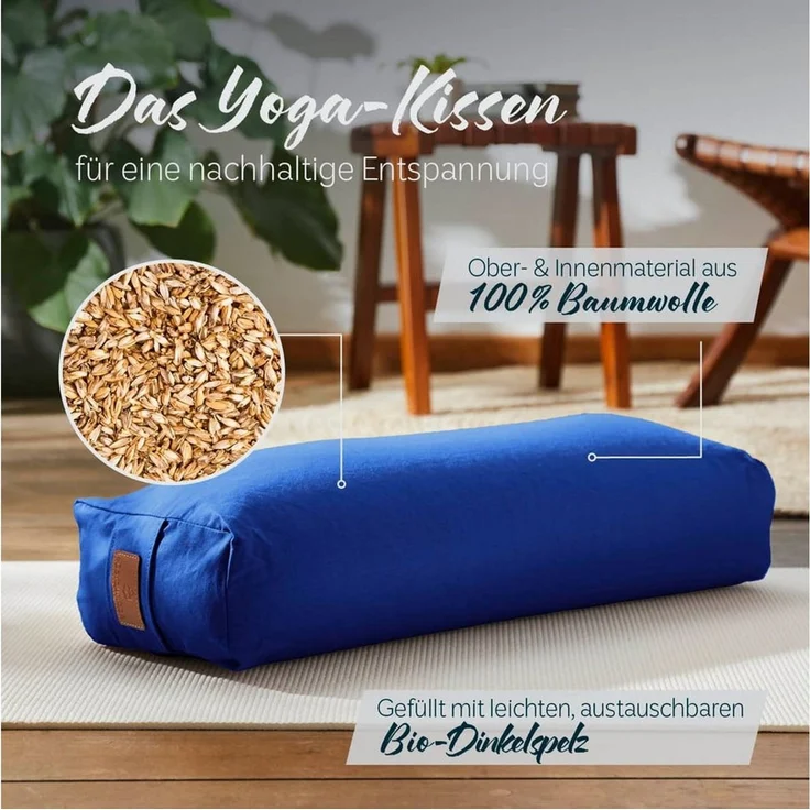 #DoYourYoga Yogakissen Yoga Bolster Paravati, gefüllt mit Bio-Buchweizenschalen,Yogakissen 67x22x13cm – Bild 1