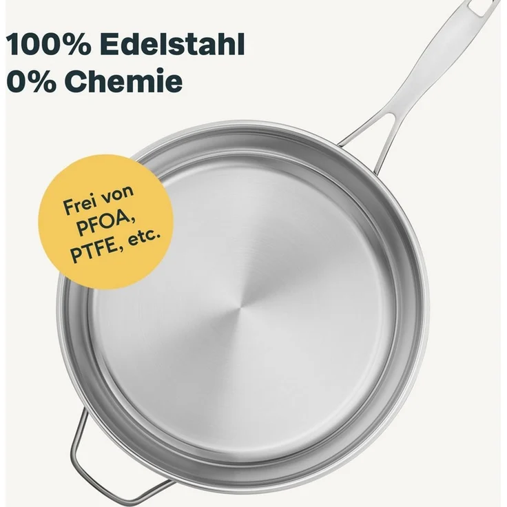 SILBERTHAL Bratpfanne Edelstahl 4er Pfannenset Unbeschichtet, Edelstahl 18 / 10 (4-tlg), für Röstaromen, spülmaschinenfest, backofenfest bis 400°C – Bild 3