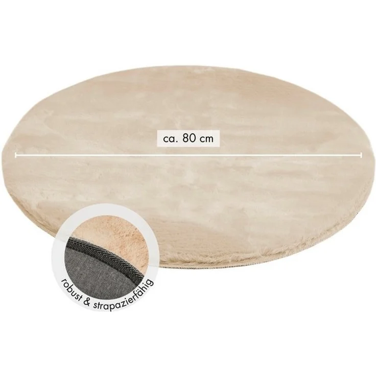LUXOR living Fellteppich Novara, rund, Höhe: 35 mm, Kunstfell, Kaninchenfell-Haptik, besonders weicher Hochflor – Bild 4