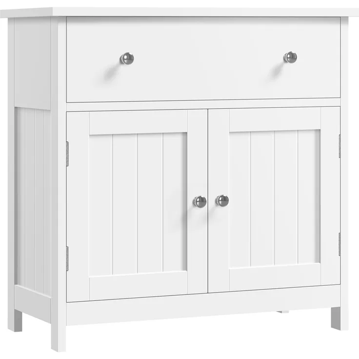 Yaheetech Waschbeckenunterschrank mit Schublade & 2 Türen, Holz weiß, 60x30x60 cm