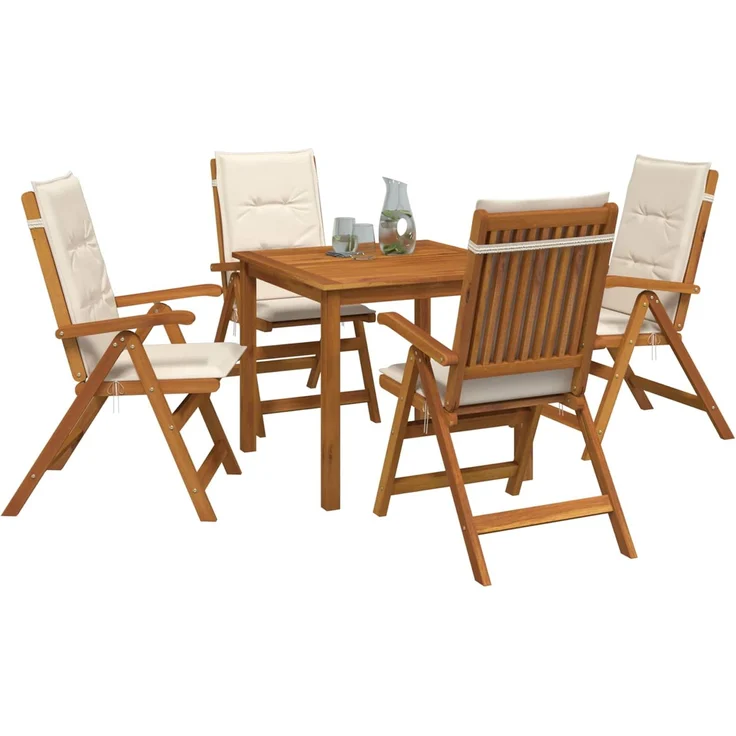 vidaXL 5-teiliges Garten-Esszimmer-Set 4-Sitzer Creme 3434596 – Bild 3