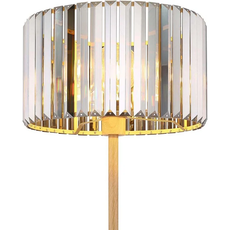 LED Stehleuchte, Metall Holzoptik, Kristalle rauch, H 150 cm – Bild 9