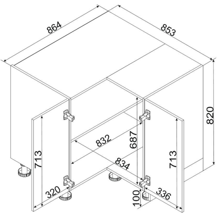 Küchenunterschrank 87 cm - Weiß - Eckküchenschrank - ohne Arbeitsplatte - Soft-Close-System – Bild 5