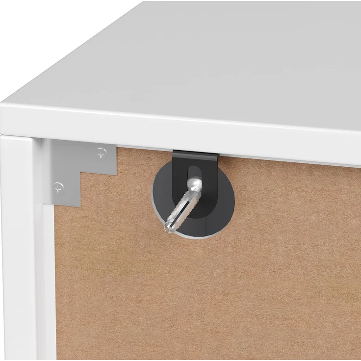 DESVIAE Garderobenschrank Weiß aus Spanplatte – 90,5x135,5x34 cm – 4 Türen, 12 Fächer – Bild 9
