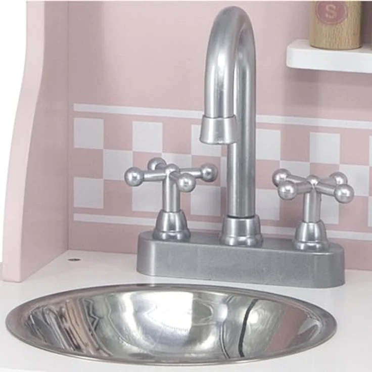 VIGA Kinder-Spielküche mit Zubehör silber - rosa – Bild 3