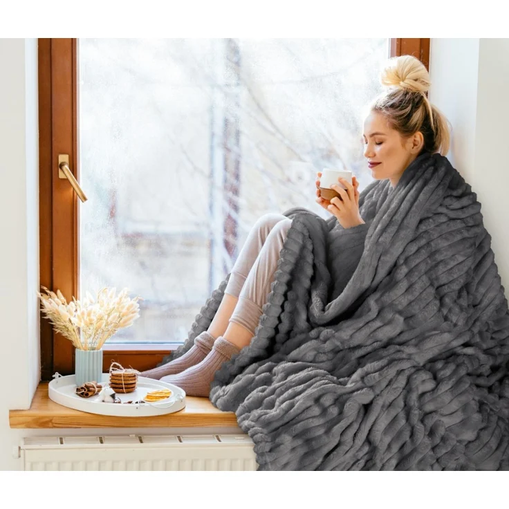 Wohndecke SOFT Design91 Streifen Steppung Gestreifte Decke Gesteppte Sofadecke 170X210 cm stahl – Bild 4