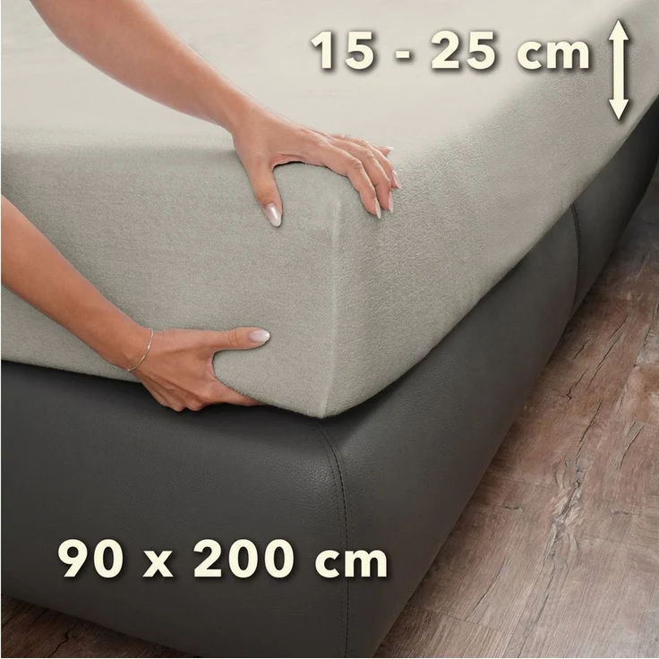 STUDIO Spannbettlaken Frottee, viele Größen, Baumwolle, weich & kuschelig, Baumwolle, Frottee, Gummizug: rundum, (1 Stück), 120x200 cm Bettlaken Spannbetttuch bis 25 cm Höhe - Schnee – Bild 3