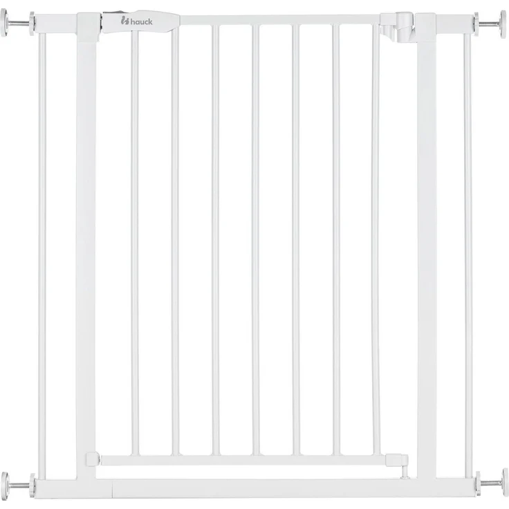 Hauck Treppenschutzgitter Türschutzgitter Open N Stop 2, für Breiten 75-80 cm, ohne Bohren, Einhändiges Beidseitiges Öffnen, Manueller Schließmechanismus, Metall (White) – Bild 5