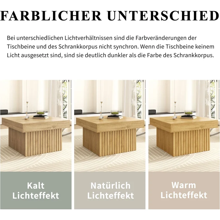 Merax Holz Couchtische Kaffee-Tisch, robust und vielseitig, ideal für Wohnzimmer, Esszimmer und Büro – 79x79x46 cm, Holzfarbe – Bild 6