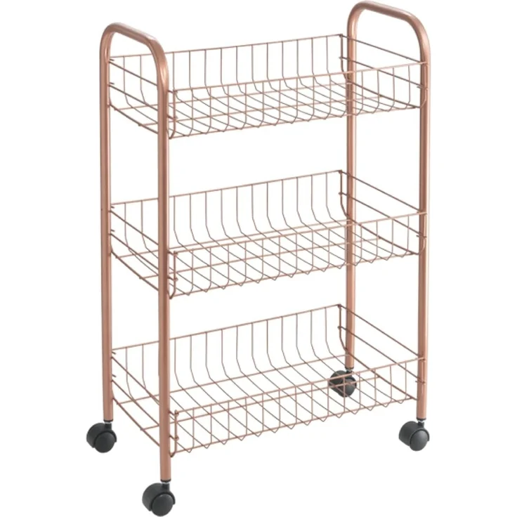 METALTEX 344403000 Lugano Allzweckwagen mit 3 Etagen Polytherm Copper / Rollregal, Höhe 63 cm – Bild 1