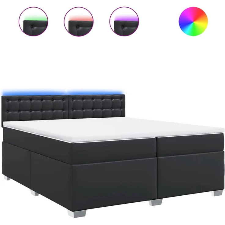 vidaXL Boxspringbett mit Matratze Schwarz 200x200 cm Kunstleder 3288436 – Bild 2