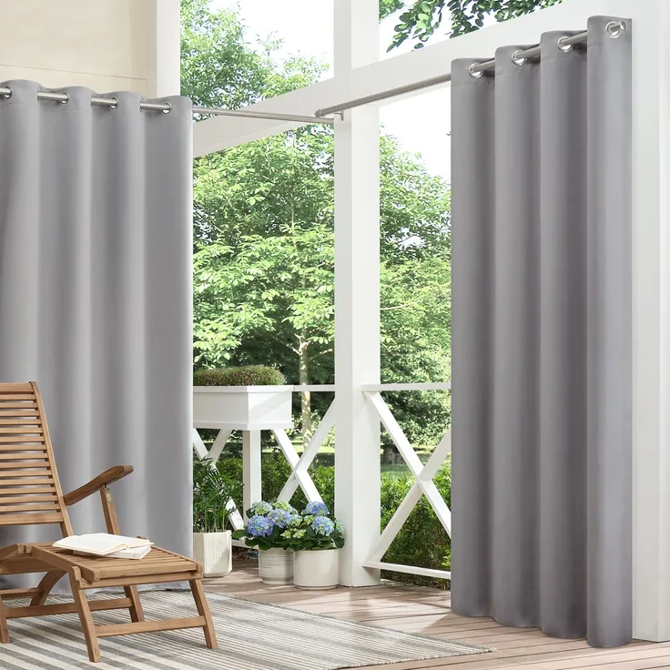 Eclipse Bradford Vorhang mit Ösen, wasserdicht, wärmeisoliert, für Terrasse oder Veranda, 132 x 160 cm, Grau