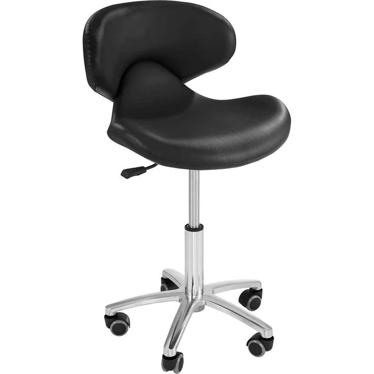 Physa Drehstuhl Friseurstuhl Rollhocker Kosmetikstuhl Arbeitshocker Hocker Schwarz, Schwarz – Bild 1