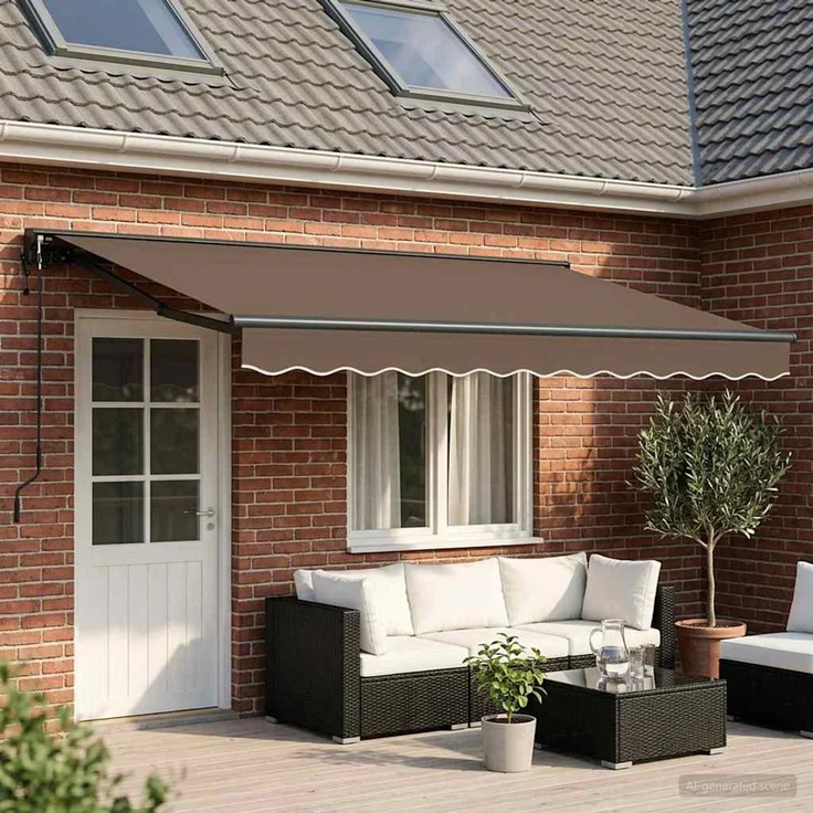 vidaXL Einziehbare Markise Taupe 4x3 m Polyester und Aluminium 3426104 – Bild 1