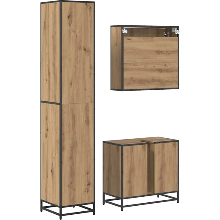 vidaXL Badezimmermöbel-Set 3 stk. Artisan-Eiche 35 x 37,5 x 188,5 cm 3402439 – Bild 9