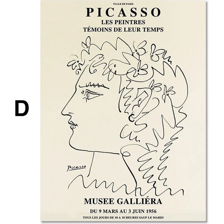 Poster Picasso Matisse Museum Abstrakt Retro Porträt | Bilder Wohnzimmer | Wandbilder Schlafzimmer | Deko Print ohne Rahmen | Bilder - D / 21 x 30 cm