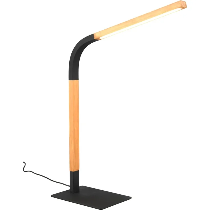 LED Schreibtischleuchte NORRIS Schwarz mit Holz, Höhe 42cm – Bild 1