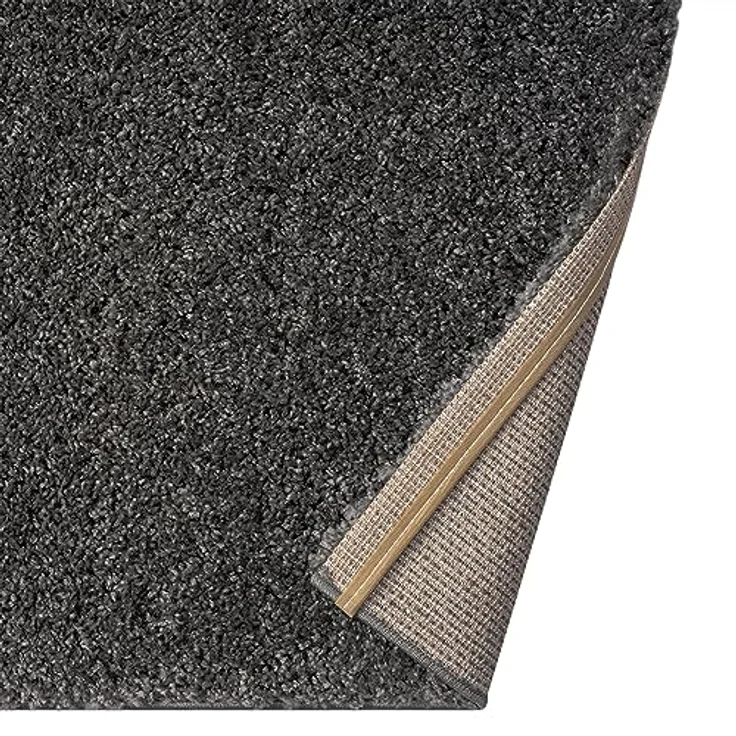 VIMODA Prime Shaggy Hochflor Langflor Teppich Einfarbig Modern Anthrazit Dunkelgrau, Maße:70x250 cm – Bild 6