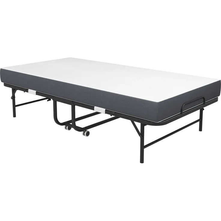 190 × 96 cm Klapp-Twin-Bett mit 9,5 cm Memory-Foam-Matratze, tragbares Gästebett/Rollbett, stabiler Metallrahmen--Schwarz--190x96x43cm--YOUDENOVA – Bild 10