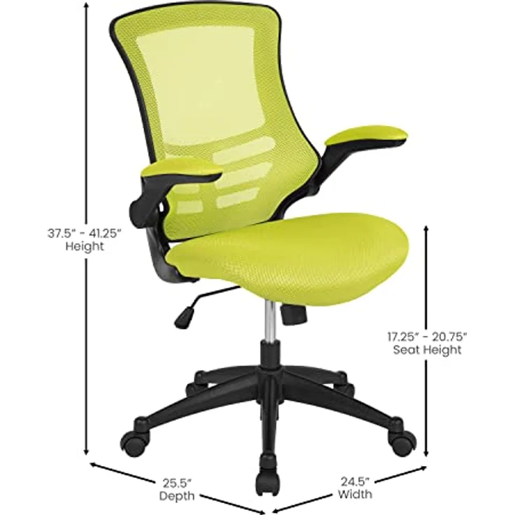 Flash Furniture Bürostuhl, Metall Kunststoff Holzwerkstoff Schaumstoff Netzgewebe Technisches Holz, Grünes Netz, 64. 77x62. 23x104. 78 cm – Bild 4