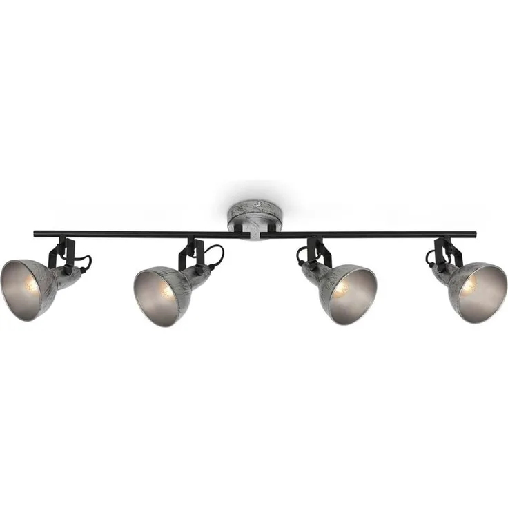 Briloner Leuchten - Deckenspot vintage, schwenkbare Deckenlampe retro, Deckenleuchte, 4x E14 Fassung, Silver-Crafted, 795 x 100 x 185 mm