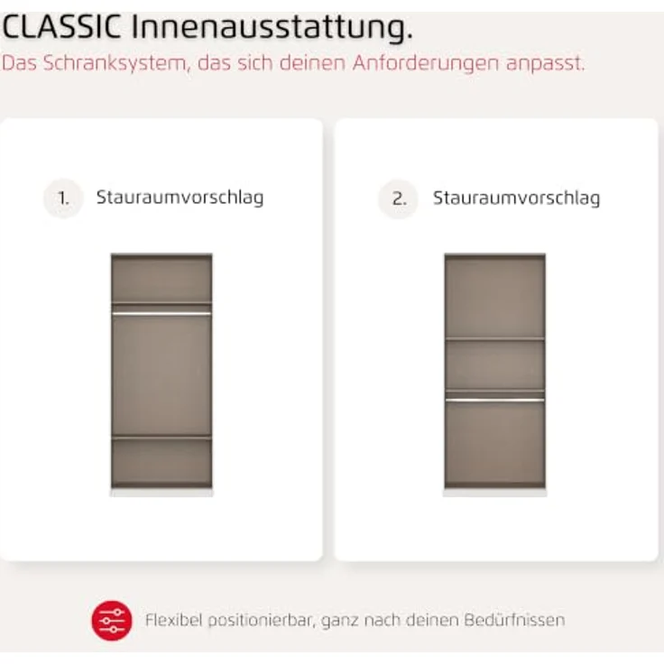 Rauch Möbel LUNIK, Kleiderschrank, Farbe Beige, Breite 91 cm | Schrank mit patentiertem Schnellmontagesystem, 2-türig, Push-to-open-Funktion, Zubehör Classic, Homeoffice, Garderobe – Bild 8