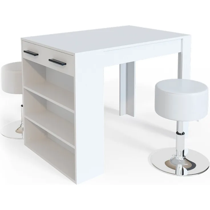 Esstisch-Set Repose Weiß 67 x 100 cm mit 2 Hockern Vicco