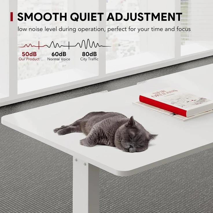 SANODESK Höhenverstellbarer Schreibtisch 160x75 cm Schreibtisch Höhenverstellbar Elektrisch Ergonomischer Steh-Sitz Tisch Computertisch für Heimbüro Homeoffice(weiß) – Bild 8