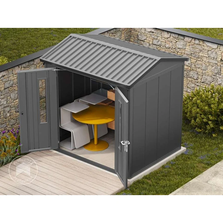 GFP Primeyard Gerätehaus Metall Gartenhaus 228x180x231 cm Geräteschuppen Satteldach anthrazit – Bild 3
