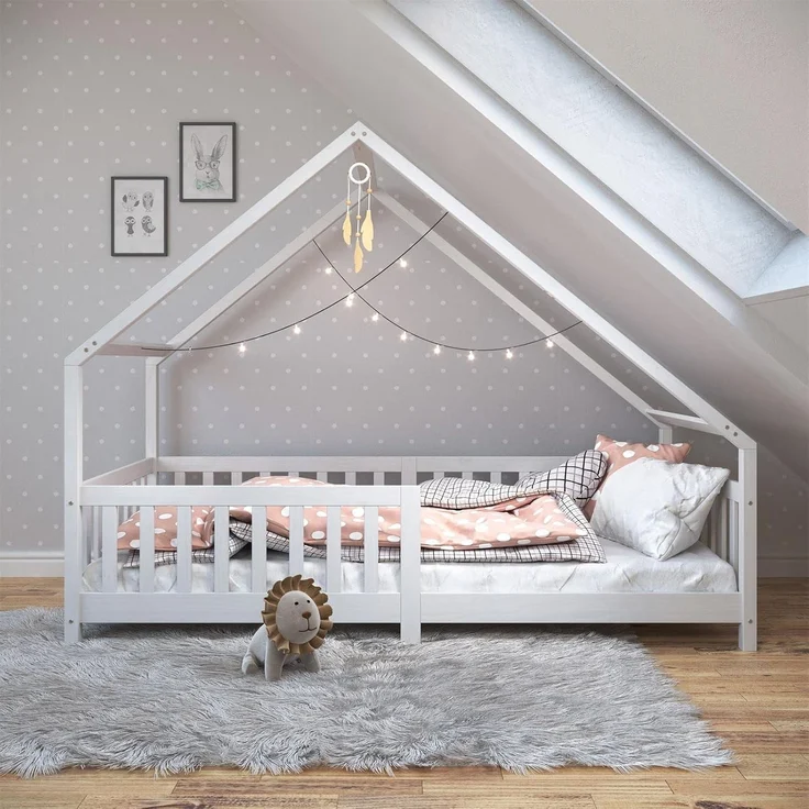 IDIMEX Kinderbett CORA, Hausbett Tipibett Kinderbett Montessori Bett Kiefer 90 x 200 mit Rausf – Bild 1