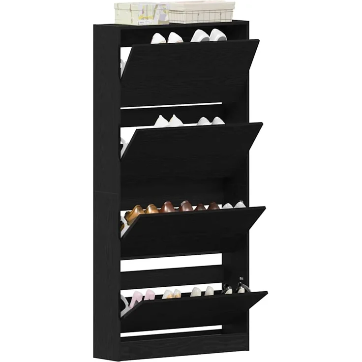 vidaXL Schuhschrank mit Regal Schwarz Eichen-Optik 80 x 21 x 163,5 cm 3334027 – Bild 2