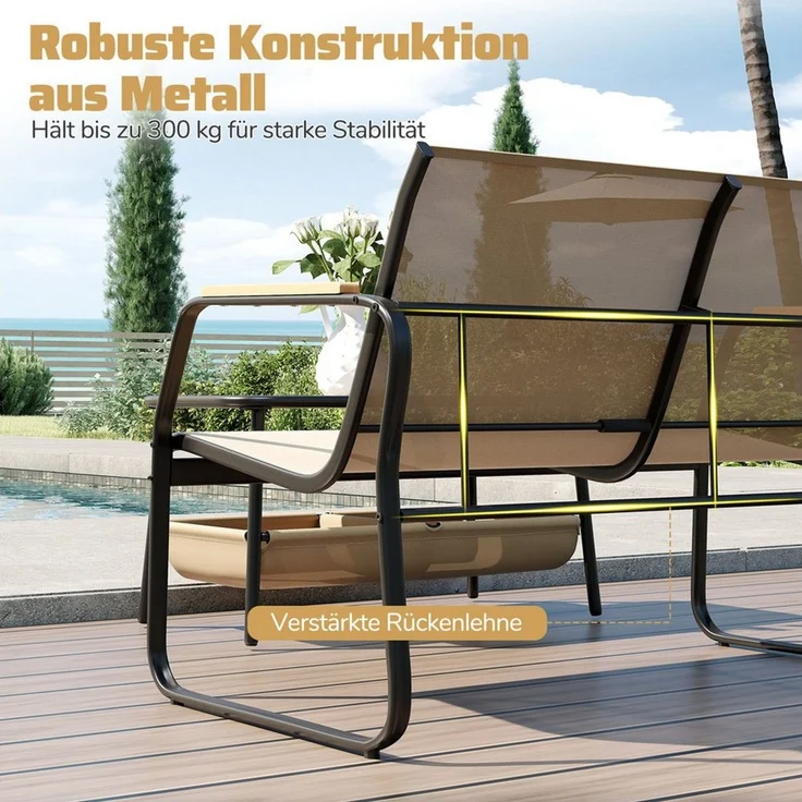 COSTWAY Balkonset, (2-tlg), 2-teilige Terrassenmöbel, Couchtisch-Set mit 2 Fächern – Bild 3